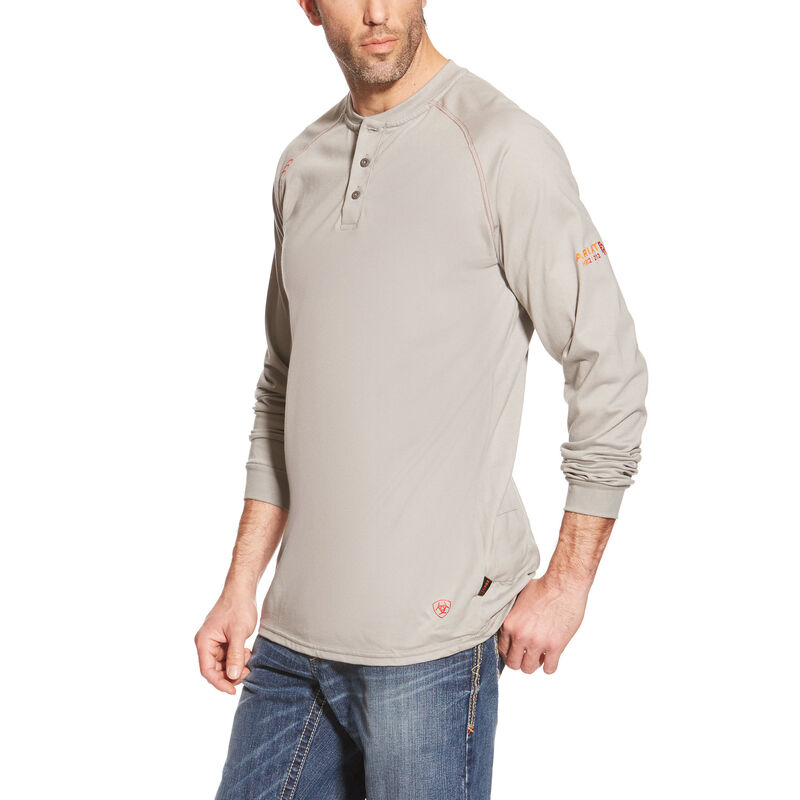 Camisas Ariat Fr Henley Gris Hombre - Chile 913-FNHLOK